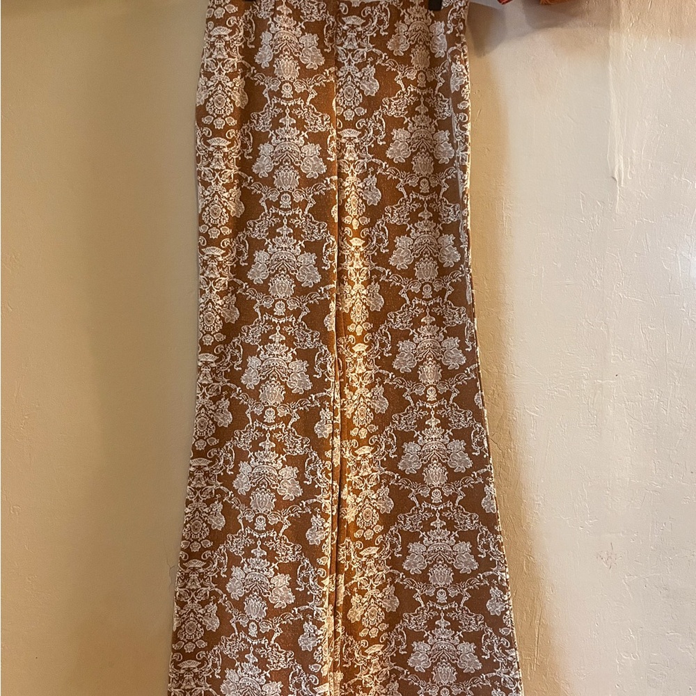 Elegant Brown Floral Skirt